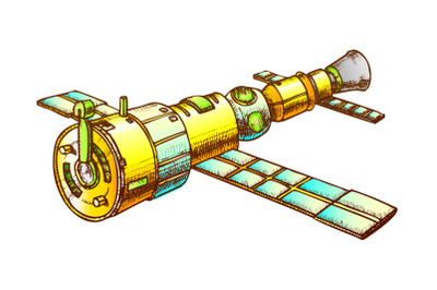 Scientific Space Exploring Satellite Color Vector