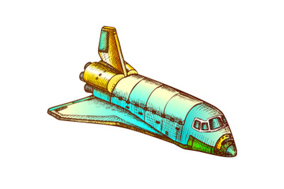 Space Exploring Ship Shuttle Color Vector