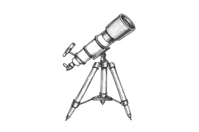 Astronomer Equipment Telescope Monochrome Vector