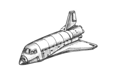 Space Exploring Ship Shuttle Monochrome Vector