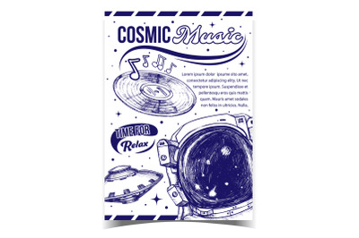 Cosmic Music Relax Time Advertising Poster Vector