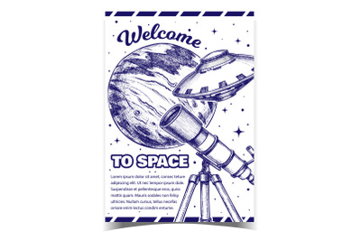 Welcome To Space Cosmos Advertising Banner Vector