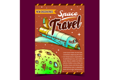 Space Travel Discoveries Advertising Banner Vector