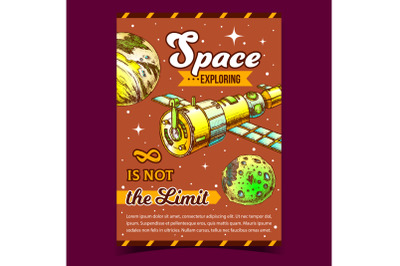 Space Exploring Satellite Advertise Poster Vector