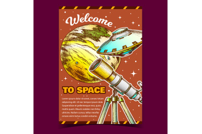 Welcome To Space Cosmos Advertising Banner Vector