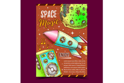 Space Music Enjoy Sound Advertising Poster Vector