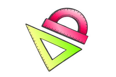 Ruler And Angle Protractor School Tools Color Vector