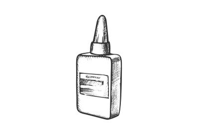 Glue Bottle Stationery Equipment Monochrome Vector