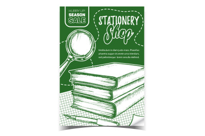 Stationery Shop Sales Advertising Banner Vector