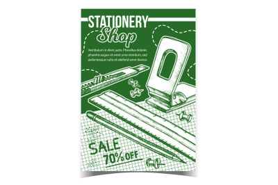 Stationery Shop Sale Advertising Poster Vector