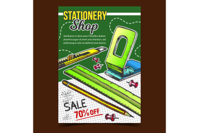 Stationery Shop Sale Advertising Poster Vector