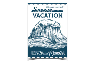 Breaking Pacific Ocean Marine Wave Poster Vector