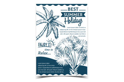 Palm Decorative Trees On Advertising Poster Vector