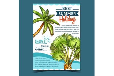 Palm Decorative Trees On Advertising Poster Vector