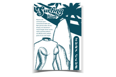 Swimming Suit For Woman And Board Banner Vector