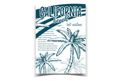 Tropical Palms of California Beach Banner Vector