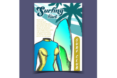 Swimming Suit For Woman And Board Banner Vector