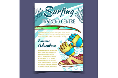 Gloves, Surfing Shoes And Seaweed Banner Vector