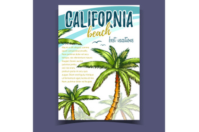 Tropical Palms of California Beach Banner Vector