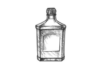 Square Classic Tequila Bottle With Cork Cap Vector