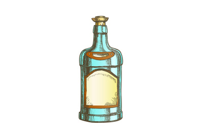 Color Classic Tequila Bottle Sombrero On Top Vector