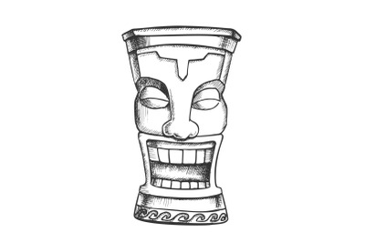 Tiki Idol Carved Wood Funny Totem Vintage Vector