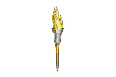 Torch Modern Metallic Burning Stick Color Vector