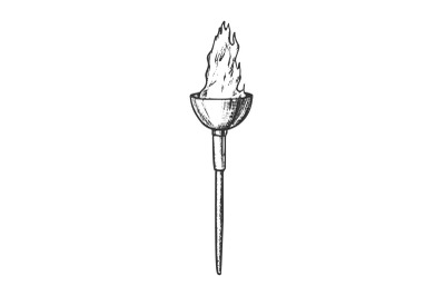 Torch Light Decorative Flame Stick Retro Vector