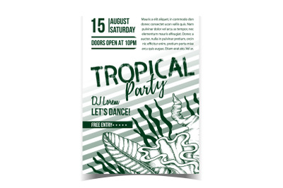 Tropical Leaf&2C; Seaweeds And Shell Banner Vector