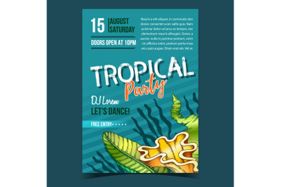 Tropical Leaf&2C; Seaweeds And Shell Banner Vector