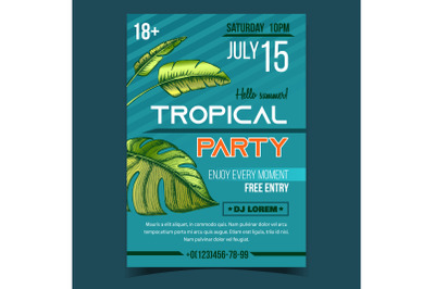 Monstera Tropical Exotic Bush Leaves Banner Vector