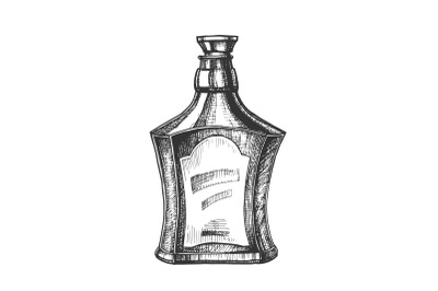 Drawn Scotch Bottle With Style Cork Cap Vector