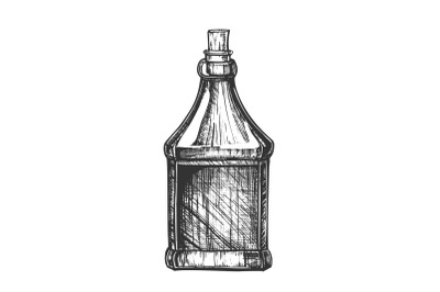 Drawn Blank Bottle Of Scotch With Cork Cap Vector