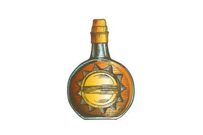 Color Circle Whisky Bottle With Stylish Cork Cap Vector