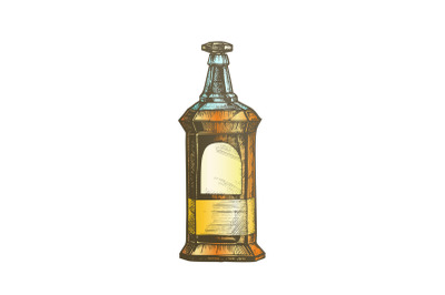 Color Rectangular Vintage Whisky Booze Bottle Vector
