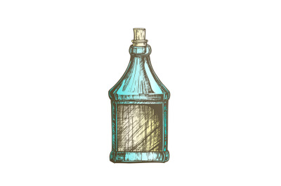 Color Drawn Blank Bottle Of Scotch With Cork Cap Vector