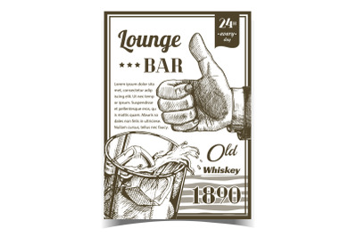 Whiskey Old Lounge Bar Advertising Banner Vector