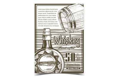 Handcrafted Whiskey Advertising Banner Vector