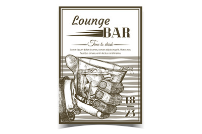 Lounge Alcoholic Bar Advertising Banner Vector