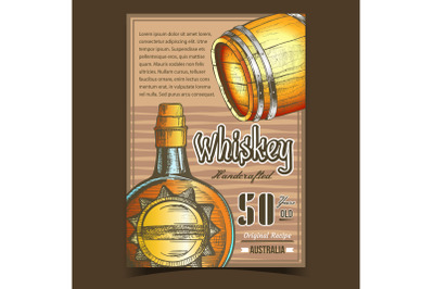 Handcrafted Whiskey Advertising Banner Vector