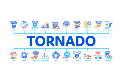 Tornado And Hurricane Minimal Infographic Banner Vector
