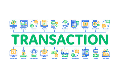 Online Transactions Minimal Infographic Banner Vector