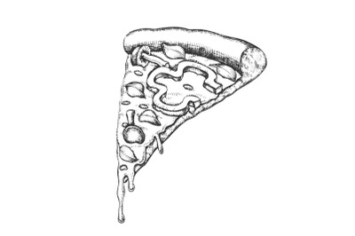 Vegetarian Italian Slice Pizza Hand Drawn Vector