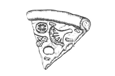 Vegetarian Italian Slice Pizza Monochrome Vector