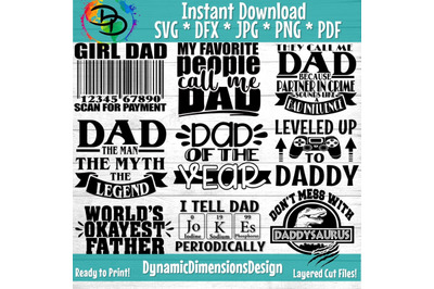 Dad Bundle svg, Dad svg, Father&#039;s Day, Funny Dad Shirt Designs, Father