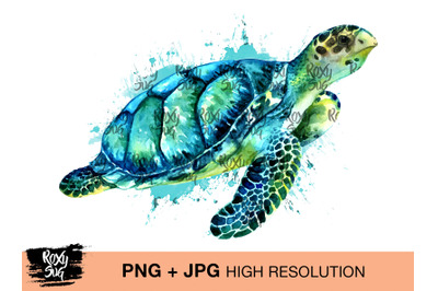 Sea Turtle clipart, Sea Turtle Sublimation designs, Turtle watercolor