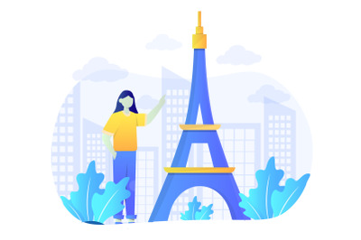 Eiffel Tower Landmark Flat Design