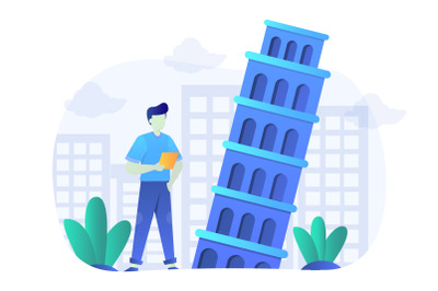 Leaning Tower of Pisa Flat Design