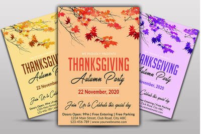 Thanks Giving Autumn Party Flyer