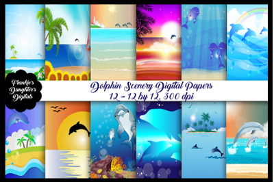 Dolphin Beach Scenery Digital Papers